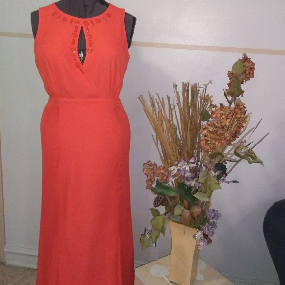 Badgley Mischka Belle Orange Formal Gown